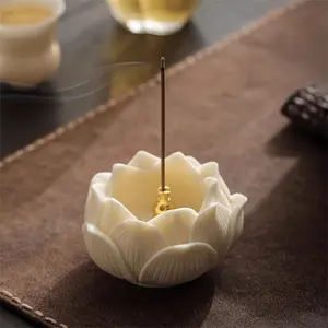 Ceramic Lotus Incense Burner, Brass Gourd Shape Holder, Yoga Meditation Spa Home Decor, Incense Stick Stand, Relaxing Aromatherapy Accessory, Aroma Scented Floral