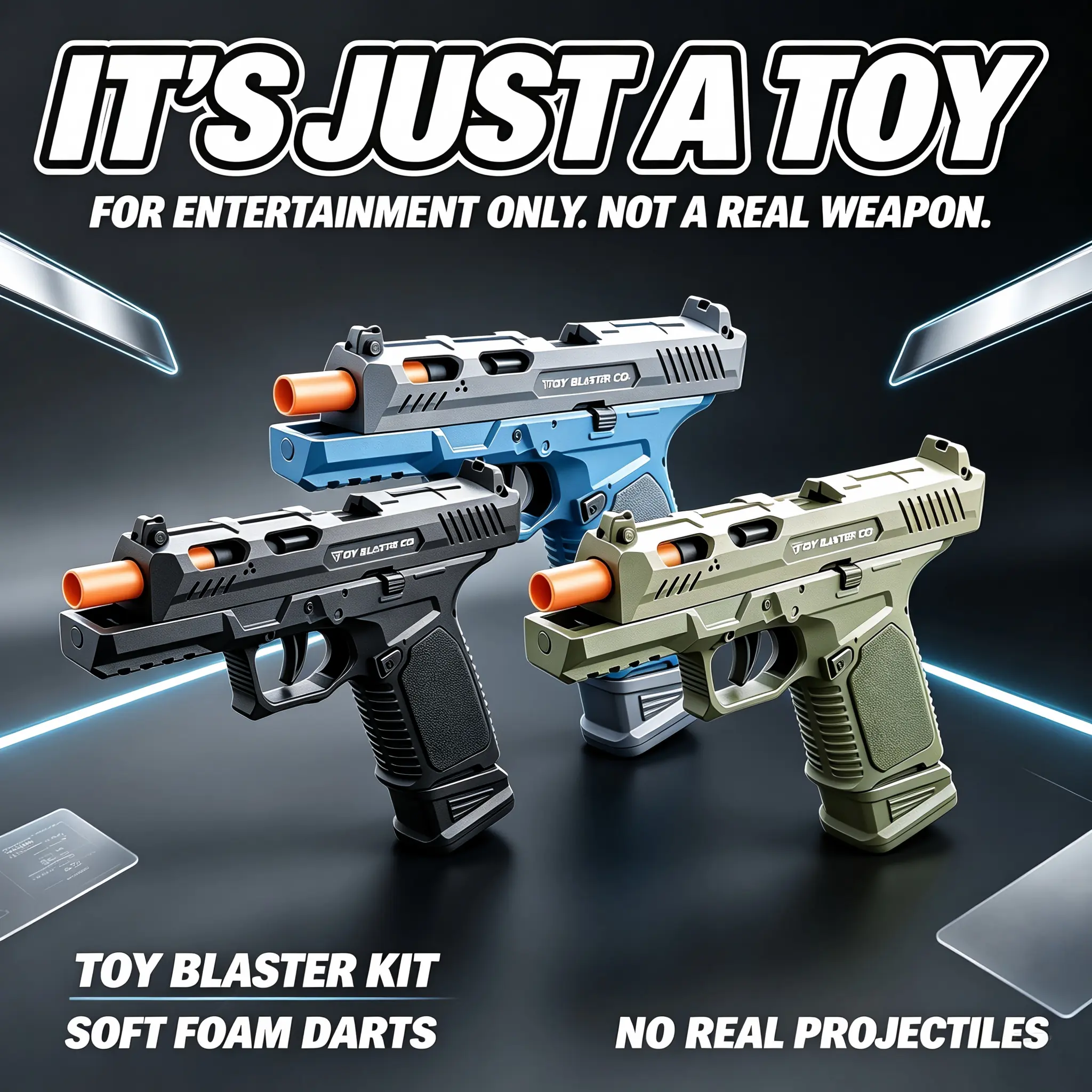 Splatter Ball Blaster Compact Pistol in Black, Manual Prime Toy with Safe Orange Tip, Backyard Outdoor Shooting Game Gift for Teens Age 14+