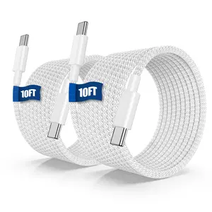 60W USB-C Charger Cable 10FT/6FT, Long Fast  Type-C to C Cord for iPhone 16 /15 series, iPad, MacBook, Samsung Smartphone Cellphone Charging