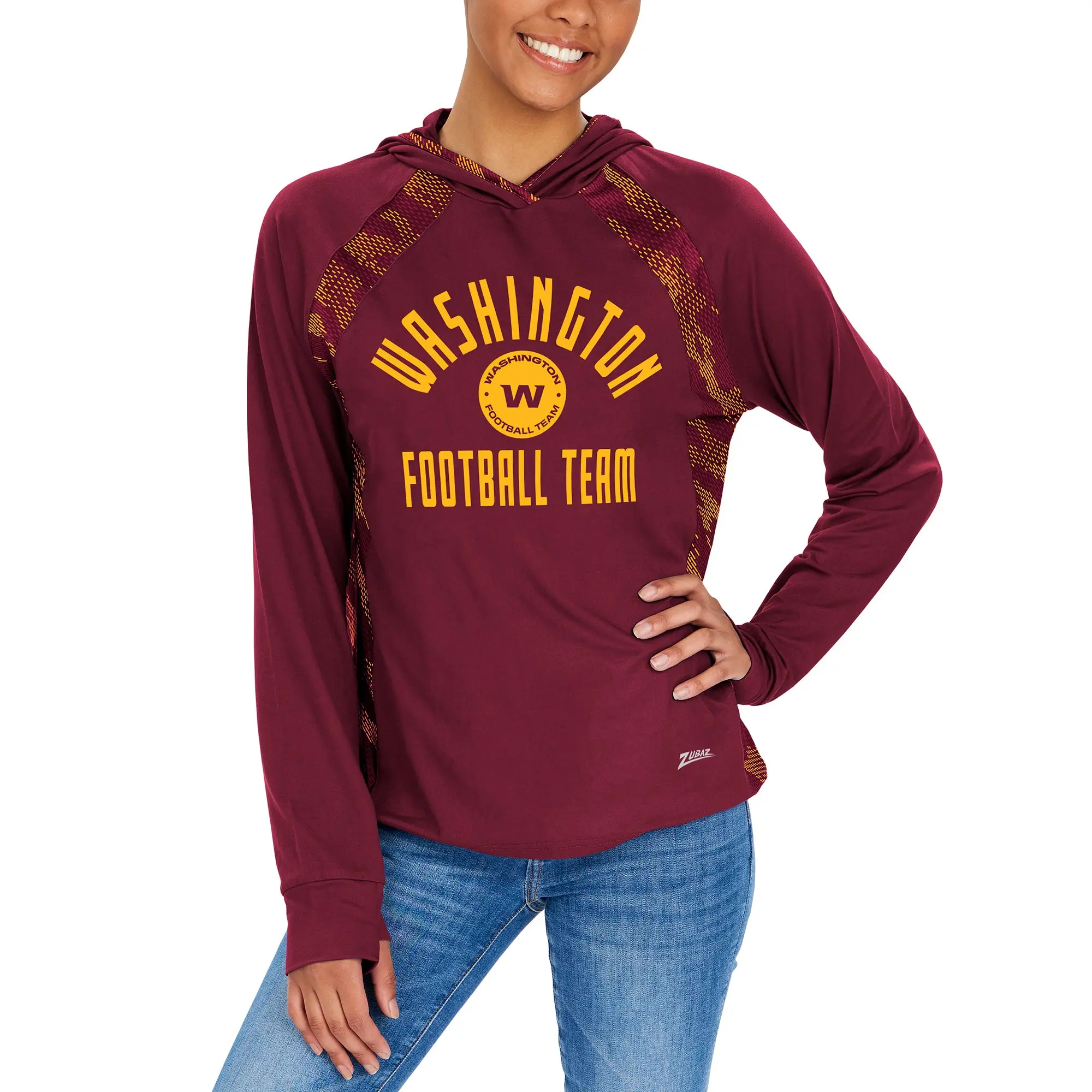 Zubaz NFL Washington Commanders Women's Viper Accent Elevated Lightweight Hoodie