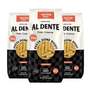 Al Dente Protein Pasta Rigatoni, 30g Protein, 40% Less Carbs, Cage-Free Eggs, Non-GMO, Artisanal, Homemade Taste & Texture (Pack of 3)