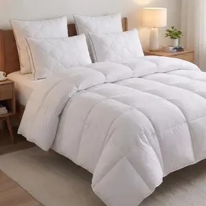 50oz Weight Goose Feather Comforter Queen Size, Duvet Insert with 100% Cotton Shell, All-Season Warmth White Comforter, Box-Stitched, 8 Corner Tabs
