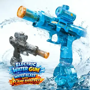 Electric Water Shooter with LED Lights, Powerful Squirt Water Pistol for Kids/Adults, Outdoor Water Toy, High Powered IP67 Waterproof for Summer, Outdoor, Party, Birthday Gift, Water Guns