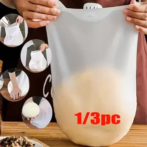 1/3pc is perfect for mixing flour. It is a multi-functional silicone dough rolling bag. Say goodbye to having your hands full of flour. It is a thickened silicone dough kneading bag that is non-sticky and effortless. It is suitable for making buns, bread,