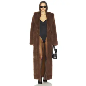 Lovers and Friends Vincent Faux Fur Coat in Golden Brown