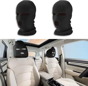 Universal Car Headrest Cover Funny Vehicle Front Seat Full Face Mask Protector Easy Install Cleanable Car Interior Accessories