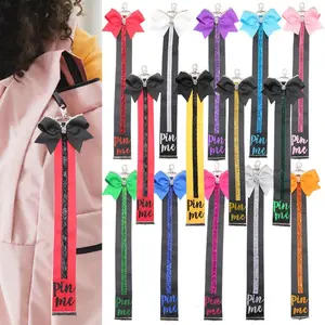 Stylish Sparkly Cheer Bowknot Keychain for Backpack Pin Holder Ribbon Cheerleader Gift Competition Spirit Accessory