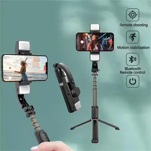 New 360 Rotation Stabilizer Foldable Wireless Selfie Stick Tripod With Bluetooth Shutter Aluminum Alloy Monopod Selfie Accessories