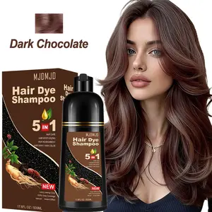 Dark Chocolate Hair Dye Shampoo 5-in-1, Instant & Long-lasting Hair Color Shampoo in Minutes, Hair Color Shampoo for Gray Coverage, Herbal Semi Permanent Champu Para Canas Con Tinte for Women and Men, Natural Shampoo Hair Dye for All Hair Types Haircare