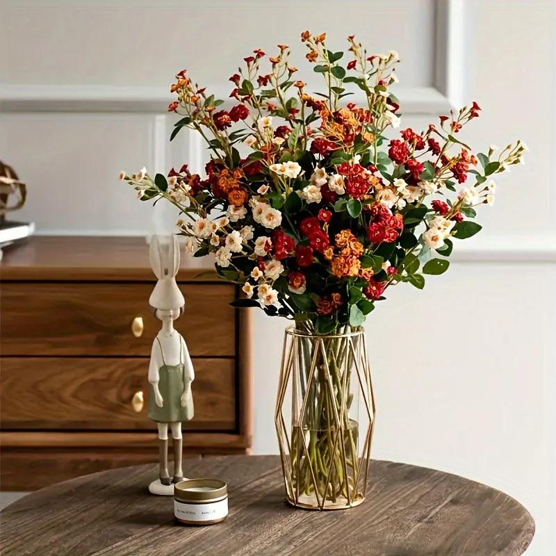 6 Colors of Artificial Roses Realistic Touch Floral Center Decoration 75cm Decorative Fruit Plants Ornaments