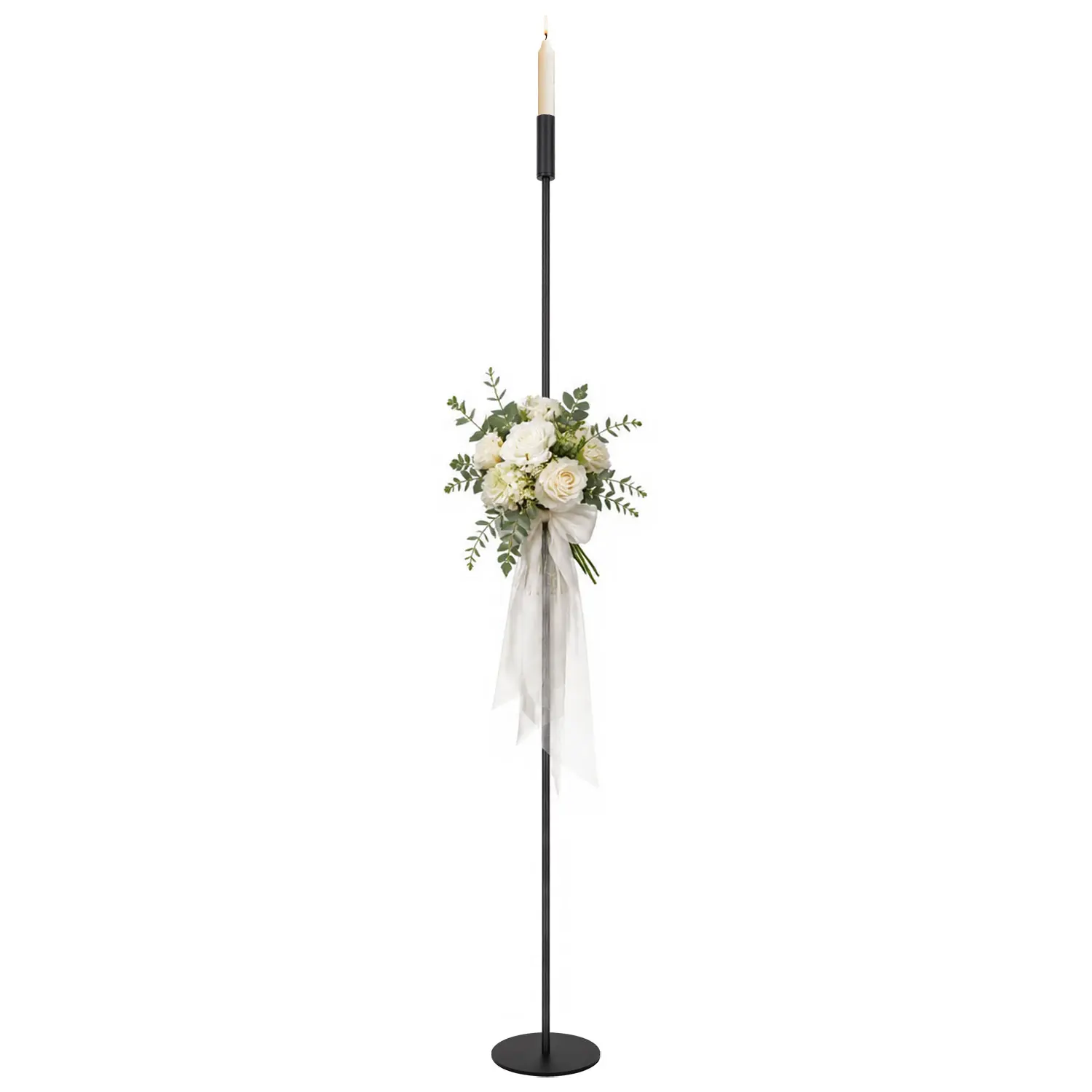 VINCIDERN 51.1in Black Adjustable Floor Candelabra with Ground Stake for Wedding Aisle Home Party Indoor Outdoor Decor Wedding Event Home Garden Patio Backyard Decor