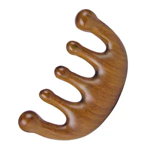 Gua Sha Head Meridian Massage Comb, 5-Tooth Wide-Tooth Acupuncture Comb