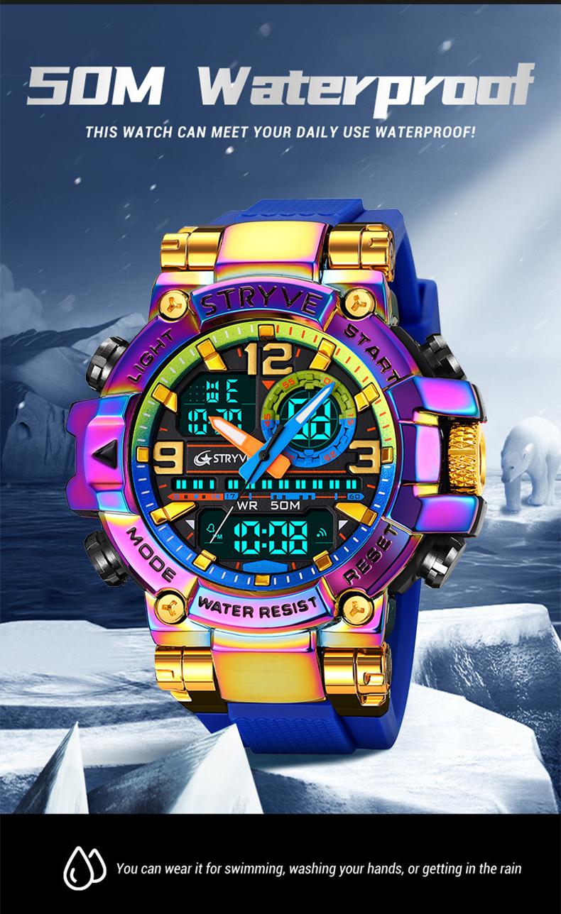 【Holiday Haul】Men's Colorful Punk Style Quartz Watch, Multi.Functional Waterproof Dual Display Wristwatch, TrendyFashion Sport Watch, Birthday Gift with Gift Boxfashionable wristwatch multifunctional men 【Holiday Haul】Men's Colorful Punk Style Quartz Watch, Multi.Functional Waterproof Dual Display Wristwatch, TrendyFashion Sport Watch, Birthday Gift with Gift Boxfashionable wristwatch multifunctional men