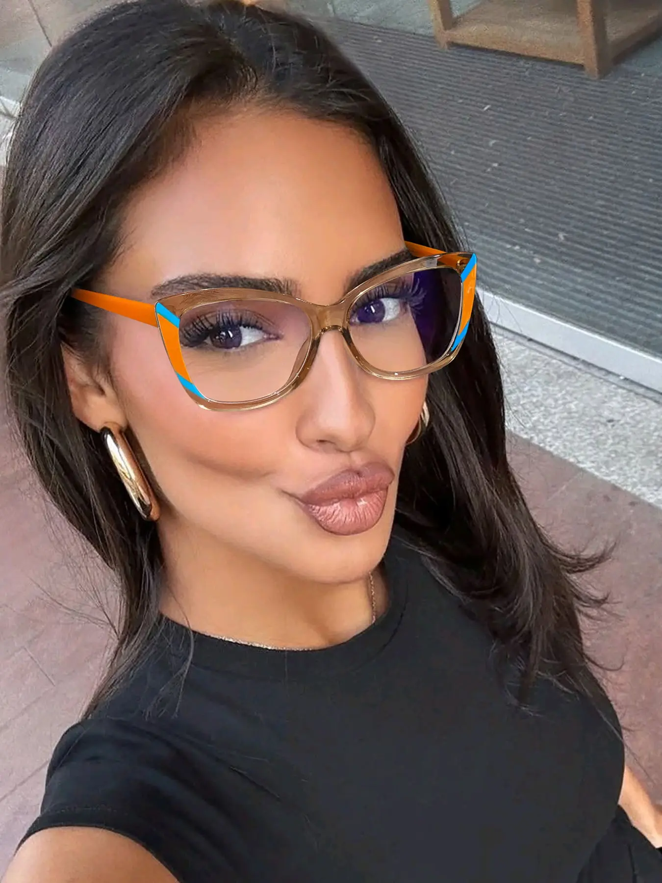 Women's Cat Eye Glasses Frame, Fashion Eyewear, Stylish Eyewear, Vintage Color Block Design, Ultra-Lightweight Durable, Perfect for Daily Commute
