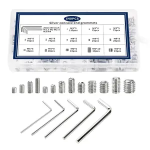 540 count Metric Set Screws Assortment Kit, Hex Drive Set Screws for Bathroom Fixtures, M3 M4 M5 M6 M8 Allen  Grub Screwss, Set Screw Assortment Kit for Door Handles Knobs Repair Furniture()