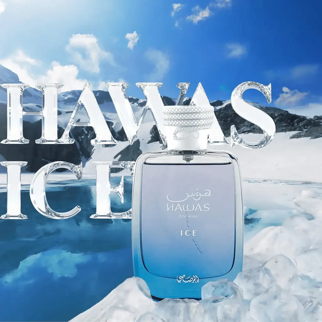 Hawas Ice Men's EDP Cologne, 100ml(3.4Oz) Ice Perfume Bottle, Fresh Masculine Oriental Light Wood Niche Fragrance, Long-Lasting Men's Fragrance, Ice Perfume Bottle Men's Fragrance