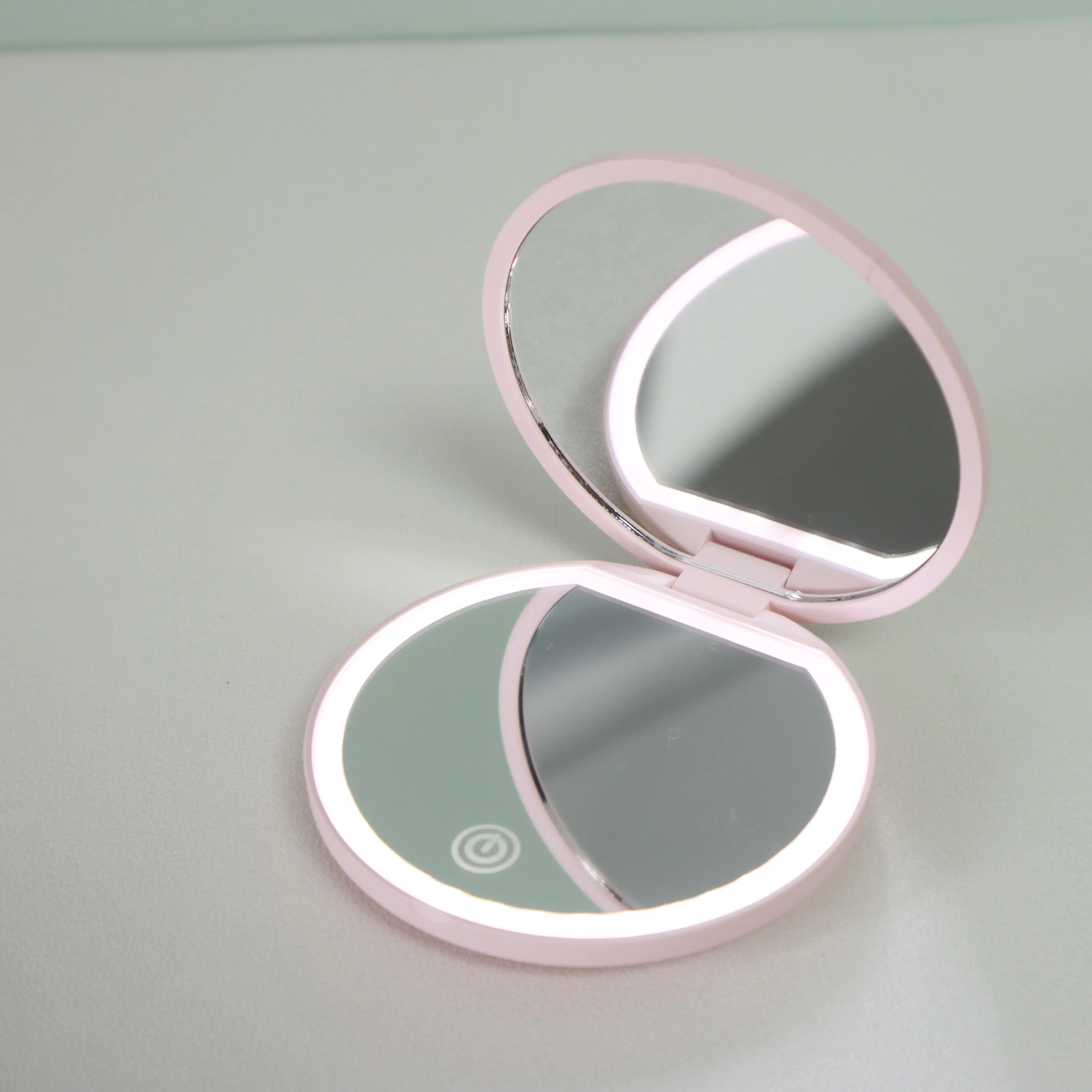OceaNsy Matte LED Makeup Mirror - 1x/3x Magnification Portable Lighted Compact Mirror with USB Charging Cable, Fits in Purses, Backpacks, Pouches, Ideal for Travel, Teen Girl Gifts (Pink)