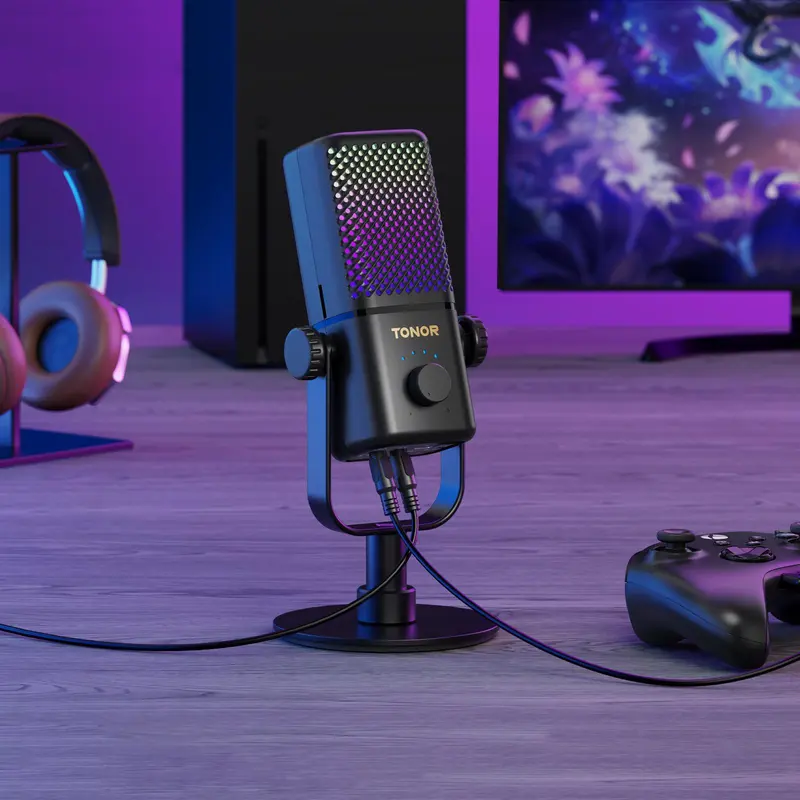 TONOR TCX3 RGB Light Mic for Xbox Game Devices - Low Noise RGB Condenser Audio Microphone with Fast Charging, 1-Tap Mute, Capture Card Connector, Durable Cable Connection (1.45 lbs) | summerwins DealsForYouDays, Wired