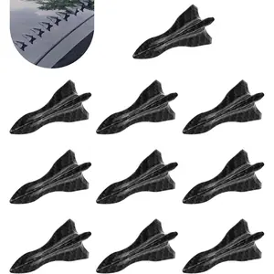 Pack-10 Car Roof Tail Shark Fin Antenna Decoration, 0.98" x 2.95" Personalized Reduce Wind Resistance Accessories, Universal for Cars Bumper Top Air Vortex Spoiler Parts (Carbon Fiber Black)
