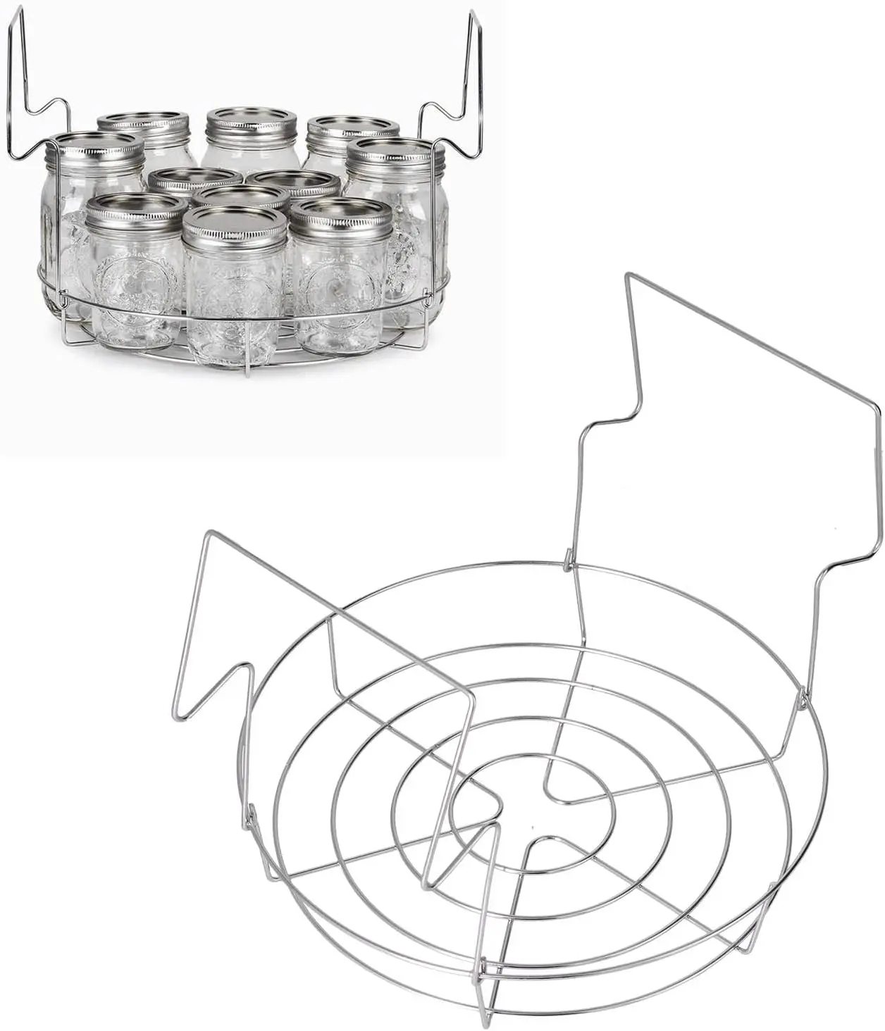 Canning Rack for Hot Water Canner, Stainless Steel Canning Rack Steamer Canning Jar Rack with Foldable Contoured Handles Canning Jar Rack for 8 Mason Jars of 16 Fluid Ounces for Home Kitchen