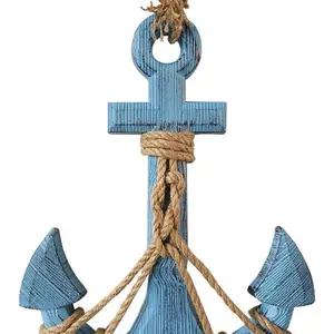 Wood Anchor Wall Hanging Plaque Nautical Sea Shore Ocean Beach Decor Ornaments Wooden Decoration Hangable