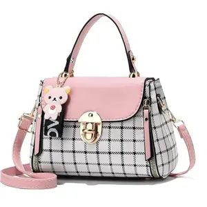 Women Plaid Flap Crossbody Bag, Retro Buckle Decor PU Leather Handbag, Chic Daily Travel Shoulder Purse