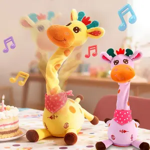 Cute Giraffe-Shaped Stuffed Toy, Talking Repeats What You Say, Dancing Swaying, 10 Songs, Musical Glowing, Adjustable Volume, Giraffe-Shaped Stuffed Toys