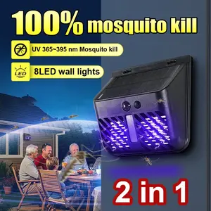 2-In-1 Solar Wall Light & Mosquito Killer Lamp, UV Light Insect Trap, Waterproof, Rechargeable, Ideal for Garden Patio Poolside