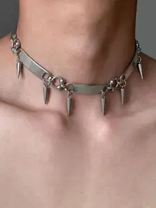 Punk Style Studded Decor Choker, Stainless Steel Metal Punk Style Choker, Fashion Jewelry Accessories for Men & Women As Gift