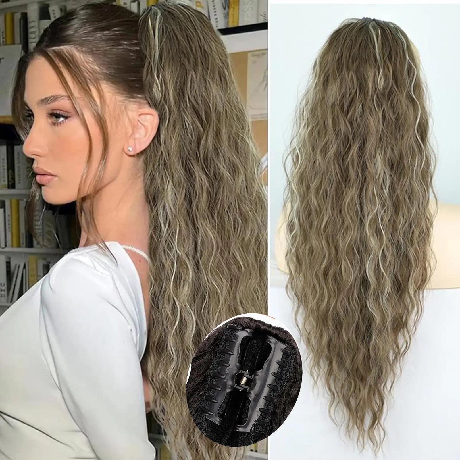 26‘’-Medium Brown Ash Blonde