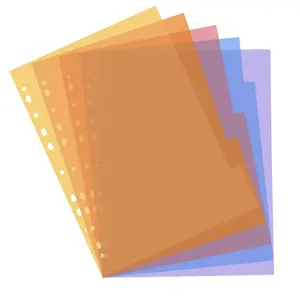 A4 Binder Index Divider, 5 Sheets/set Colorful Half Transparent Binder Index Divider with Index Label, Waterproof Plastic Binder Divider for File Organization