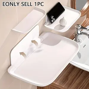Foldable Wall Mounted Storage Rack, Bathroom Organizer, Space Saving Expandable and Foldable, No Drilling Required, Multifunctional Holder