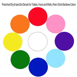 Preschool Dry Erase Dot Decals for Tables Floors and Walls Peel n Stick Rainbow Colors Classroom Supplies Charts Visual Learning Tools