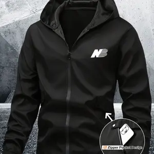 Waterproof Jacket Lightweight Hooded Outdoor Coat, Windproof Outerwear, Multi-Pocket Zipper, Ideal for Skiing Ice Skating Hiking Mountain Climbing Fishing, Lightweight Sports Jacket