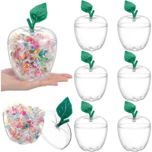 Chunful 8 Pcs Plastic Apple Containers for Teachers Appreciation, Apple Shaped Candy Toy Filling Containers, Teacher Appreciation Gift for Graduation Party Favors, Back to School Decorations (Clear)