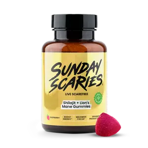 Sunday Scaries® Shilajit Gummies with 150mg Shilajit & 250mg Lion's Mane Extract for Energy & Focus Boost
