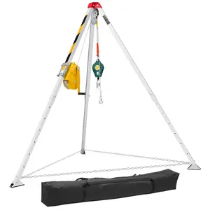 【fathersdaygift】VEVOR Confined Space Tripod Kit,Heavy Duty Rescue Tripod Lifting Hoist 2600 lbs Winch4.76 ft Adjustable Legs98.5 ft Cable Portable Kit32.8 ft Fall Protection5.25-8.04 ft Working Height