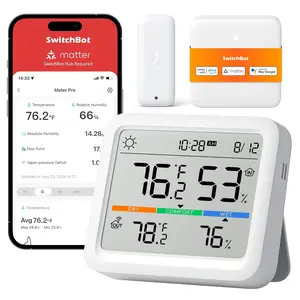 Meter Pro, Hygrometer & Thermometer - Indoor Temperature & Humidity Monitor with Bluetooth App, Real-Time Alerts, Works with Home