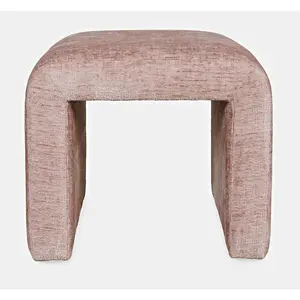 Set of 2 Compact Backless Modern Curved Jacquard Upholstered Waterfall Petite Ottoman Benches - Entryway Furniture with Graceful Curved Silhouette, Comfortable Seat Height