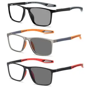New Trendy TR90 Photochromic Multifocal Reading Glasses 3 in 1 Outdoor Bifocal Sunglasses Sports Anti Blue Near Far Eyeglasses