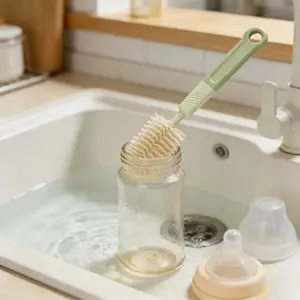 3-Piece Silicone Baby Bottle Brush Set, Baby Pacifier Cleaning Tool, Straw Cleaner, Cup Mouth Brush, Non-Rechargeable, Bottlewasher, Model Xinghao