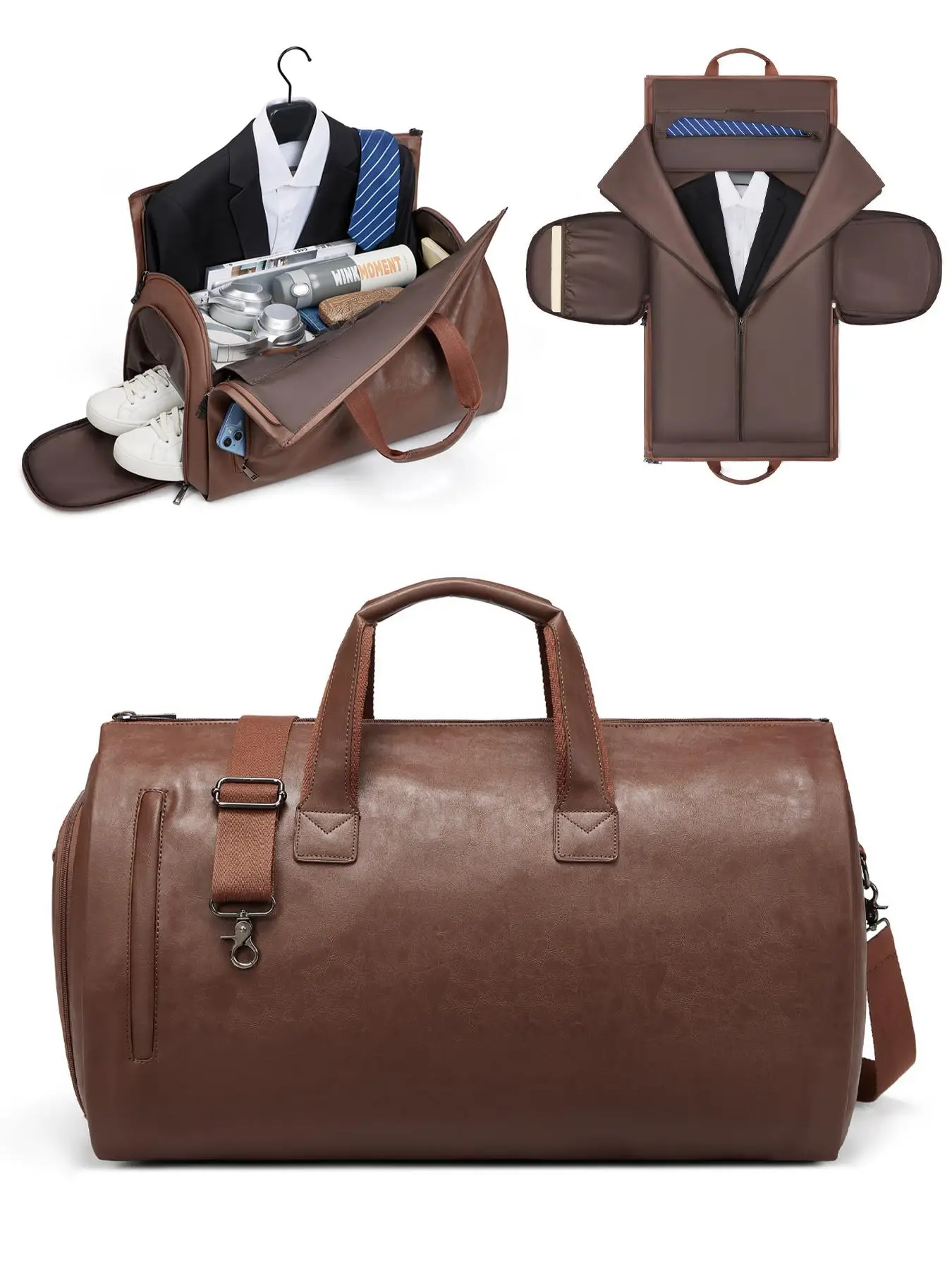 1 Piece Men's Business Trendy Large Capacity Travel Bag, Vintage Casual Zipper Duffel Bag for Work & Business, Carry on Weekender Bag for Outing & Hol