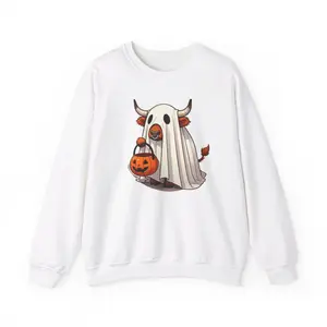Spooky Highland Cow Unisex Crewneck Sweatshirt