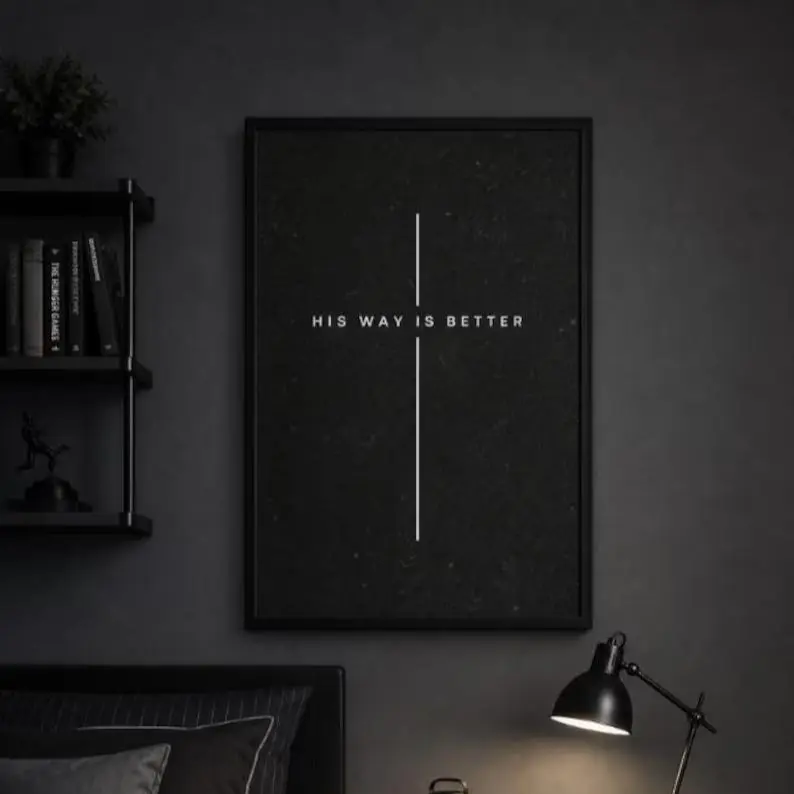Christianity Faith Digital Wall Print - High-Resolution Black and White White Cross Home Decor Poster for Teen Boys' Bedroom, Home Supplies, Deep Contrast, Durable Paper Stock