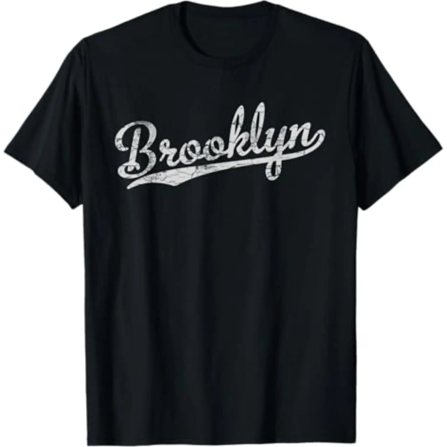 Retro Brooklyn Print Menswear Tee, a Breathable Shortsleeve Crew Neck with a Fitted Cut in Stretch Fabric, Round Neck, Tshirt, Street, Retro Graphic, Streetwear, Top, Casual, Shortsleeve Tee, Cotton, Casual Streetwear Clothes, Fashion