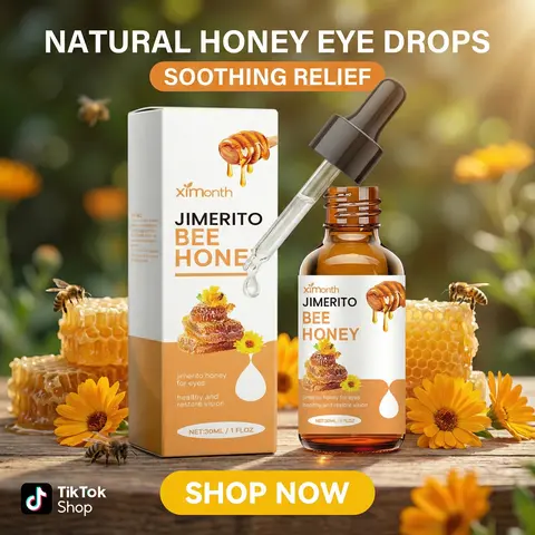 Jimerito Unscented Genuine Honey Eye Serum with Dropper - Soothing, Hydrating, Anti-Aging Daily Skincare Treatment for All Skin Types, Eye Drops Alternative, 30ml