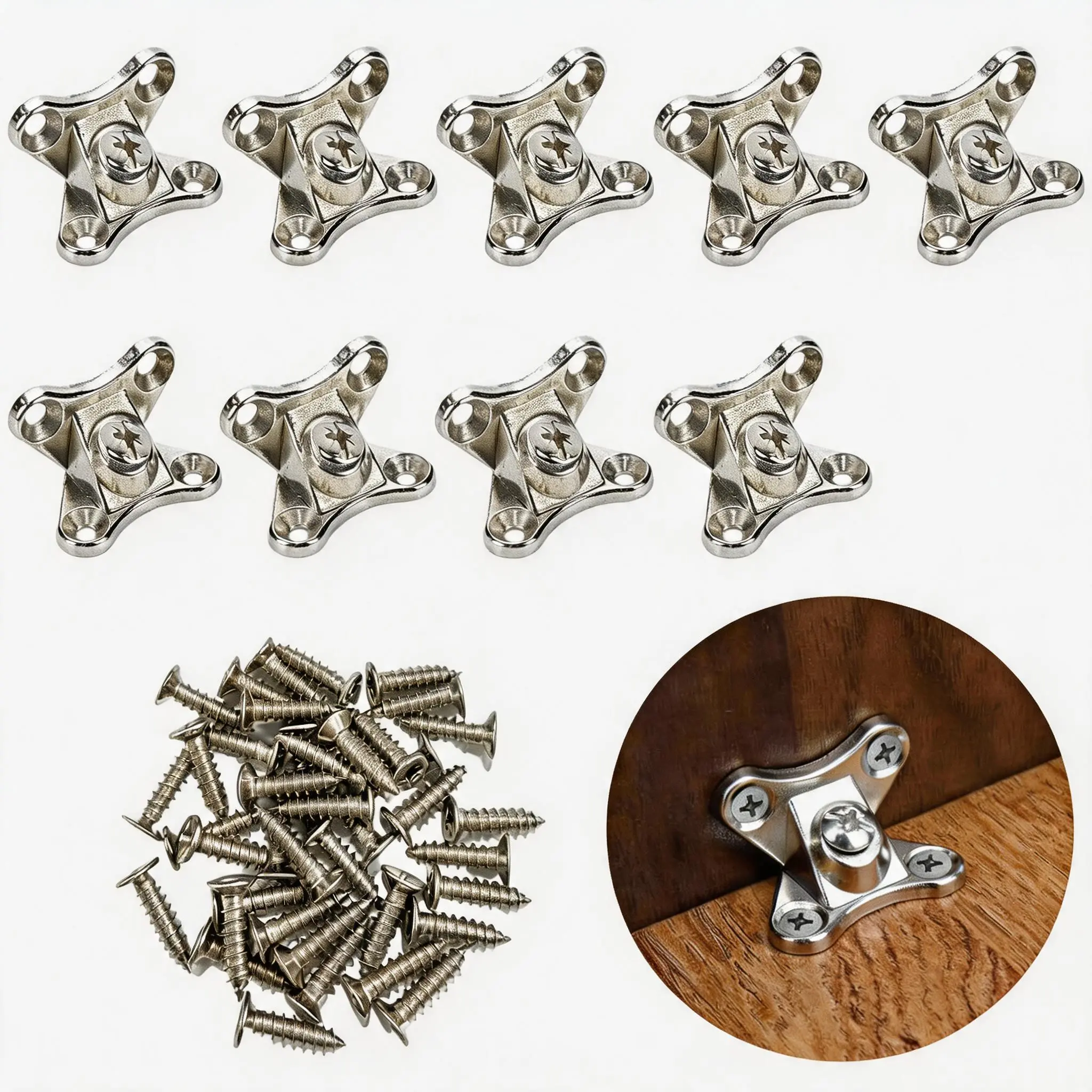 10Pcs Detachable Zinc Alloy Corner Brace, Removable Right Angle Bracket for Wood Furniture, Shelf Support, Cabinet Repair, Chair Reinforcement & DIY Woodworking Projects