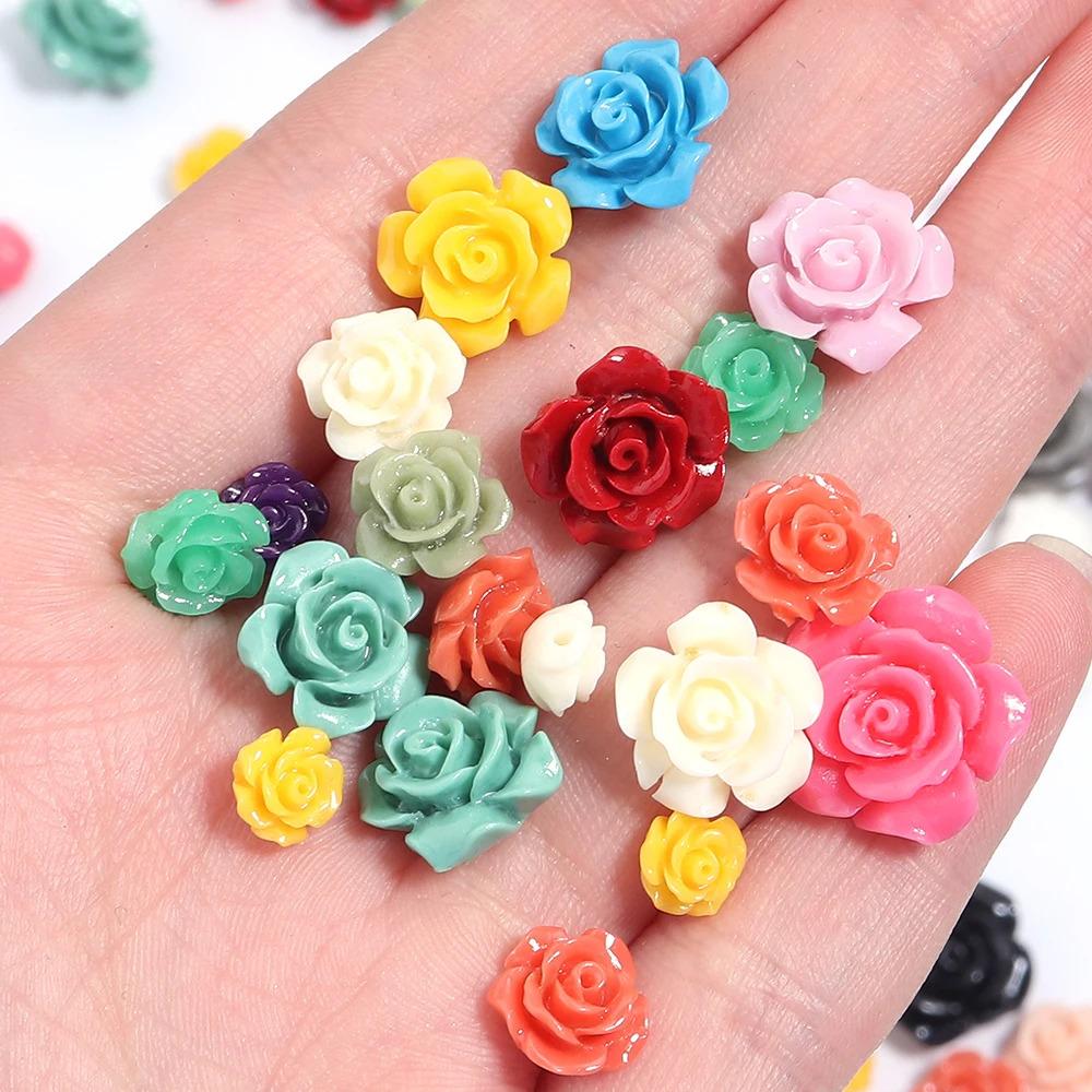 1 Strand 6 8 10 12 15mm Rose Camelia Flower Beads Artificial Coral Beads For Jewelry Making DIY Bracelet Neckalce Accessoires