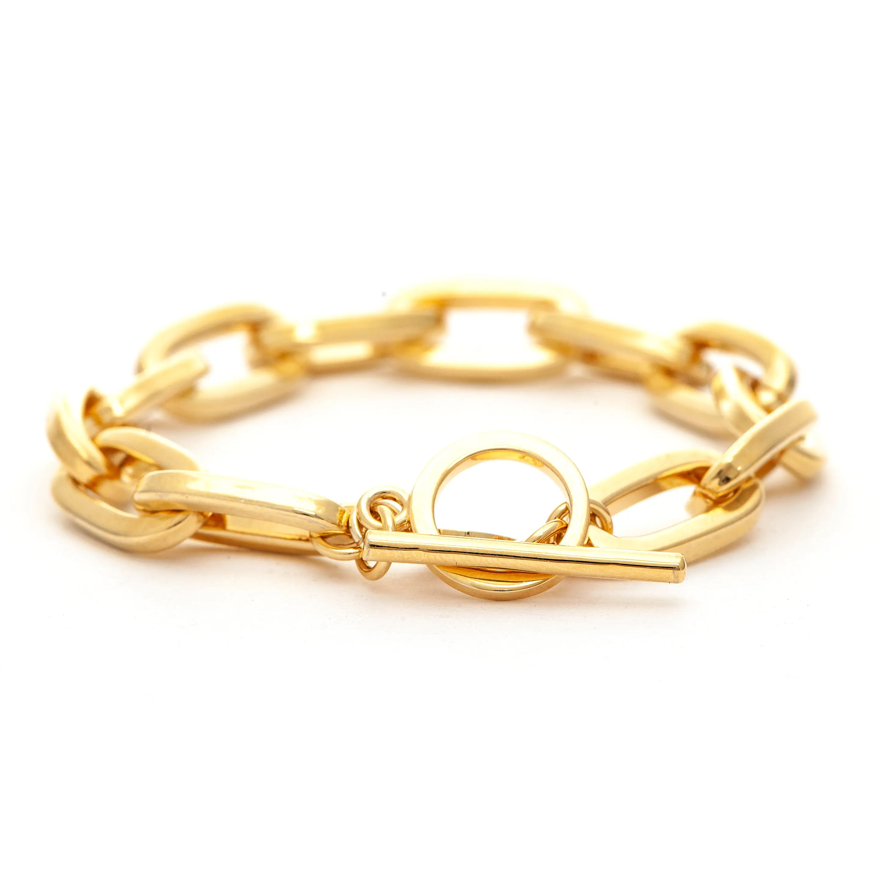 Polished Paper Clip Toggle Bracelet