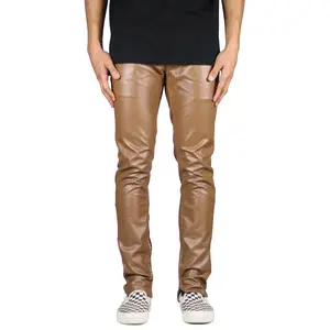 Brown Leather Zipper Pants